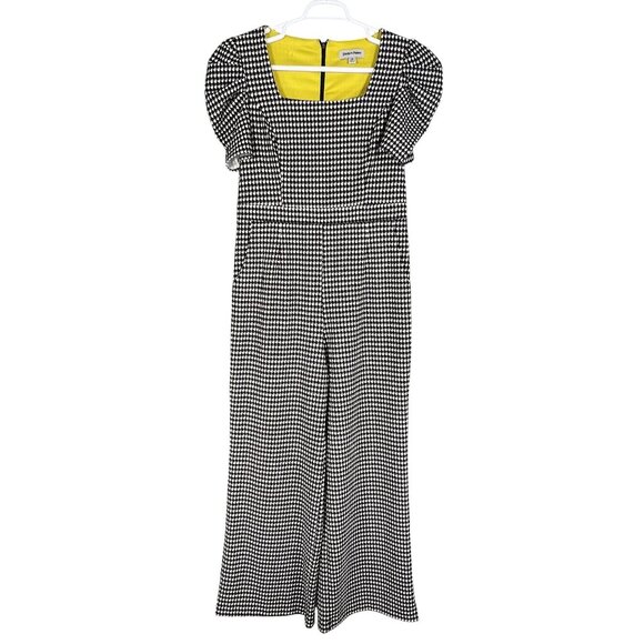 Women 12 Houndstooth Wide Leg Jumpsuit Pockets Stretch By Shelby & Palmer Office - Picture 8 of 16